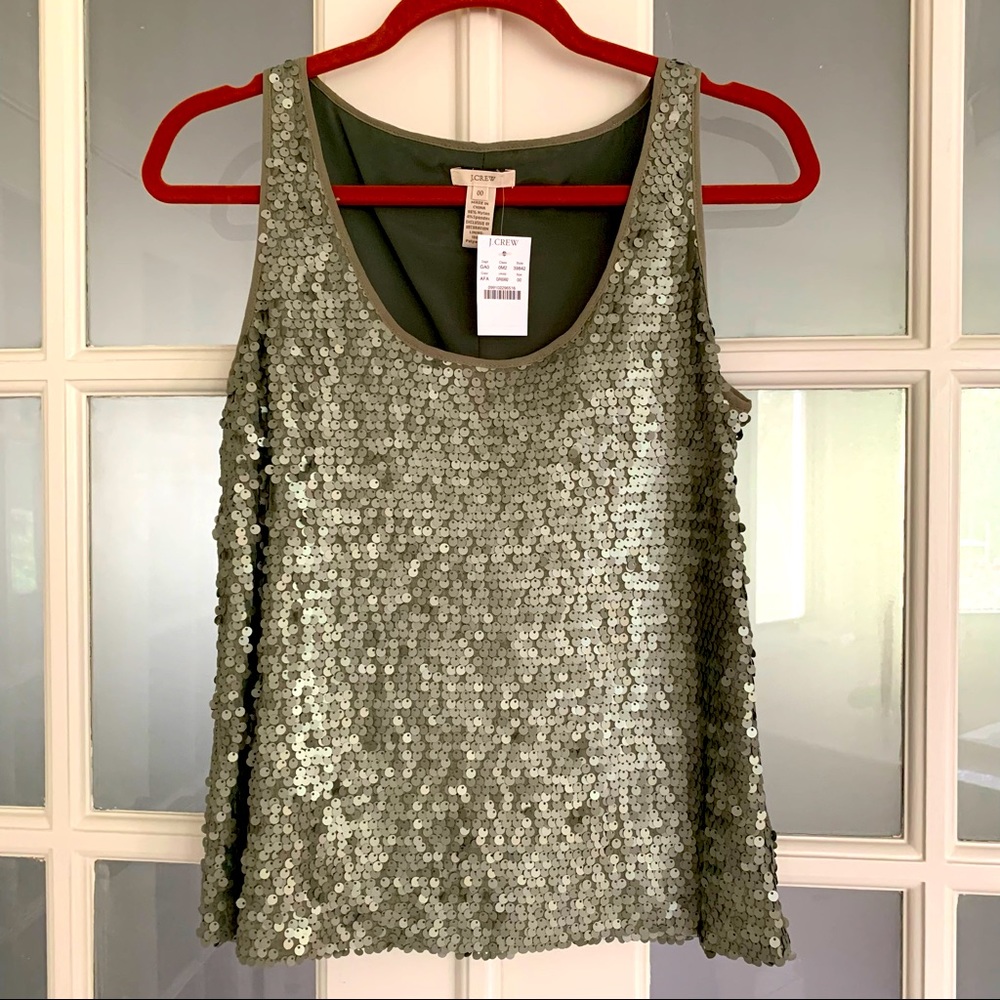 JCrew paillette sequin tank top, 00-0, NWT